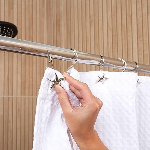 Starfish Shower Curtain Hooks – 12-Pack Decorative Chrome Bathroom Hooks - Image 4