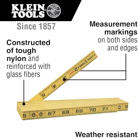 Klein Tools 910-6 Folding Ruler 6-Foot, Durable Fiberglass, Inside Reading - Image 2