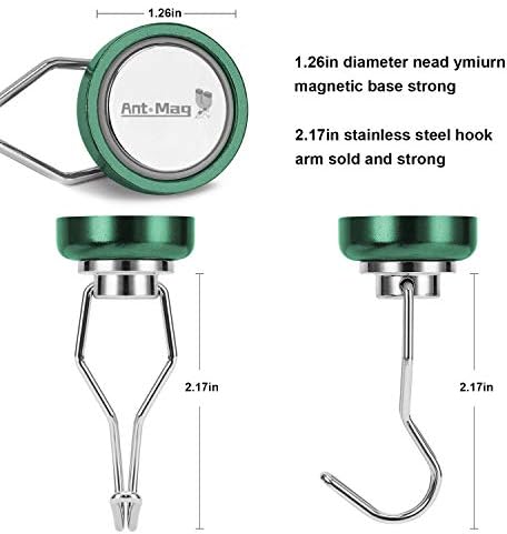Ant Mag Swivel Magnetic Hooks 80lbs Green 4 Pack - Image 3