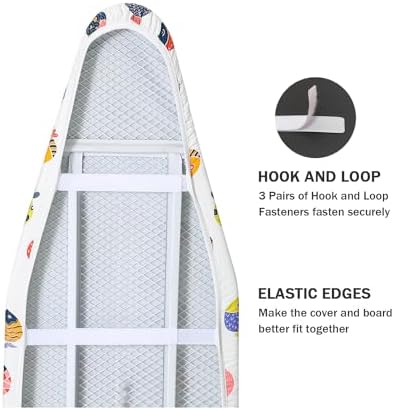 Ironing Board Cover and Pad Standard Size 15" x 54", 3 Pairs of Hook and Loop - Image 4