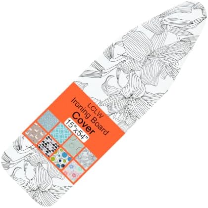 Ironing Board Cover and Pad Standard Size 15" x 54", 3 Pairs of Hook and Loop by LCLW