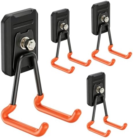 Heavy Duty Magnetic Garage Hooks, 4 Pack Strong Large Magnet Hook by SKNOOYLIGHT
