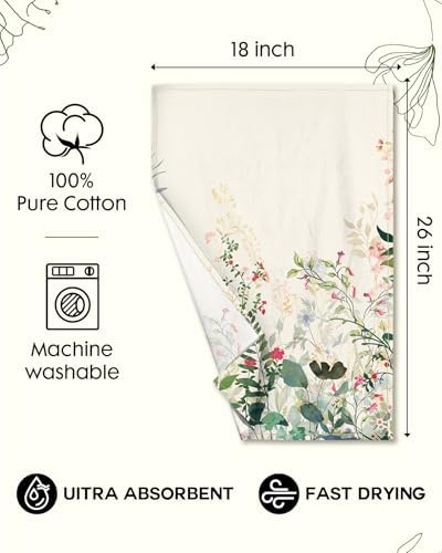 Miss Adola 150GSM Flour Sack Kitchen Towels Set of 2, Ink Flowers - Image 5