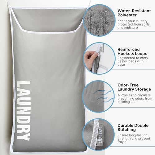 Hanging Laundry Hamper Bag XL 40x22", Space Saving over the Door Storage Bags - Image 5