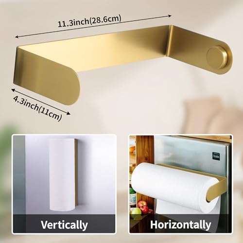 DELITON Gold Paper Towel Holder Magnetic, Strong Magnet Paper Towel Rack - Image 6