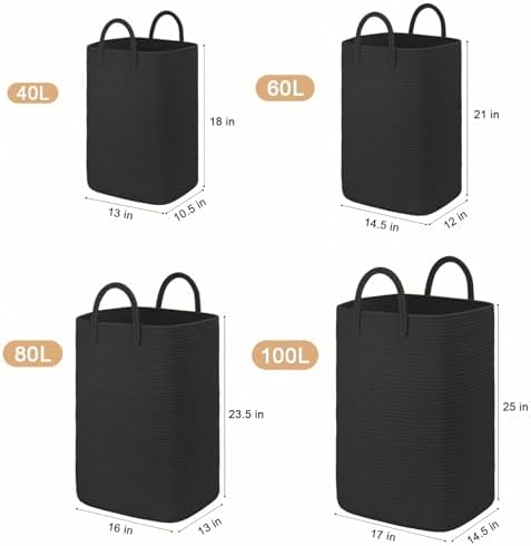 Artfeel Laundry Basket, Woven Cotton Rope Laundry Hamper, 100L Versatile Storage - Image 3