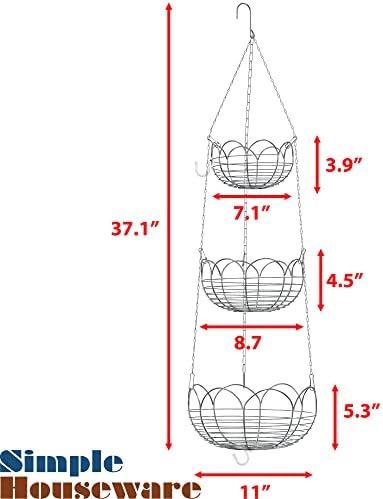 Simple Houseware Modern 3-Tier Hanging Fruit Basket - Image 7
