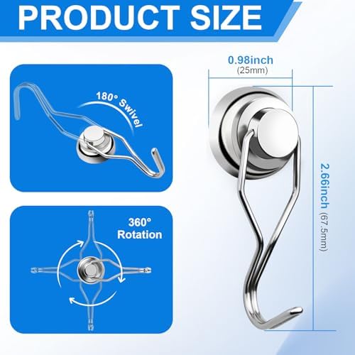 E BAVITE Magnetic Hooks 80LBS Swivel Swing Magnet Hooks Heavy Duty 10 Pack - Image 2