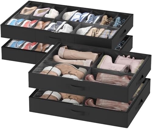 Lifewit Under Bed Shoe Storage Organizer 2 Pack, 4.3 Inches Profile Fabric by Lifewit