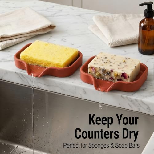 Zulay Kitchen Small Silicone Sponge Holder – Space-Saving Sink Organizer Tray - Image 3