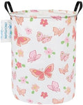 Round Laundry Basket Collapsible Storage Hamper Organizer Pink Butterfly by LANGYASHAN