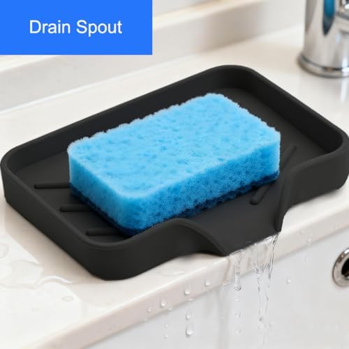 Sponge Holder with Drain Spout for Kitchen Sink, Dish Sponge Tray - Image 2