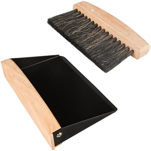 Small Dust Pan and Brush Set, Mini Hand Broom and Dustpan Set, Wooden Crumb by Nokiils