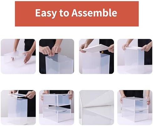 Seseno 12 Pack Shoe Storage Bins, Space Saving Foldable Shoe Rack, Shoe Box - Image 5