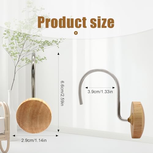 Shower Curtain Hooks, Wood Decorative Shower Curtain Rings, Modern Round Log - Image 3