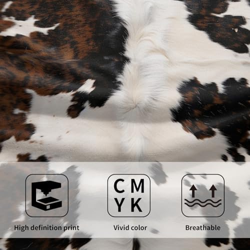 Cow Fur Texture Hand Towels 2 Pack 28x14 Inch White Black Brown Animal Skin - Image 3