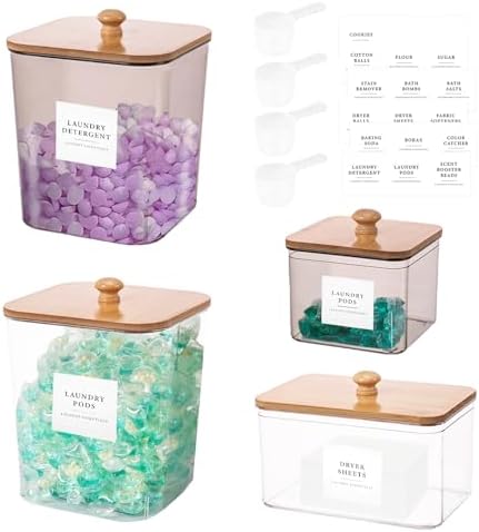4 Pack Laundry Pods Container, Scoops & Labels by Hatende