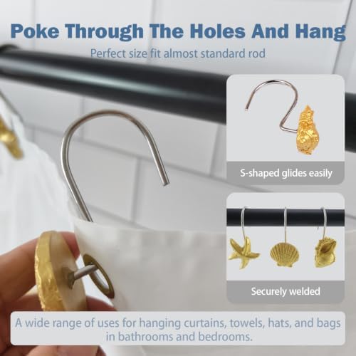 Seashell Shower Curtain Hooks 12pcs Beach Shower Curtain Rings Bath Shower - Image 5