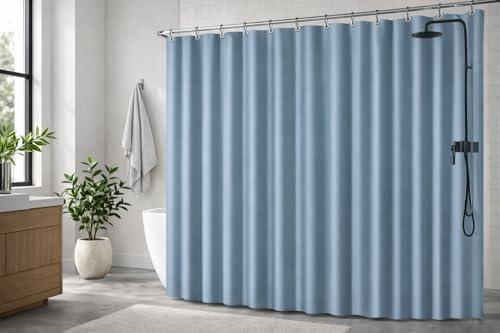 EHZNZIE Stone Blue Shower Curtain Liner 72x72, PEVA Waterproof Bath Curtain - Image 6