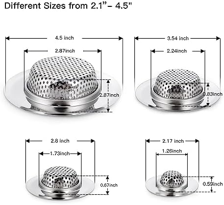 CORNERJOY 4 Pack Heavy Duty Stainless Steel Kitchen Sink Drain Strainer - Image 2