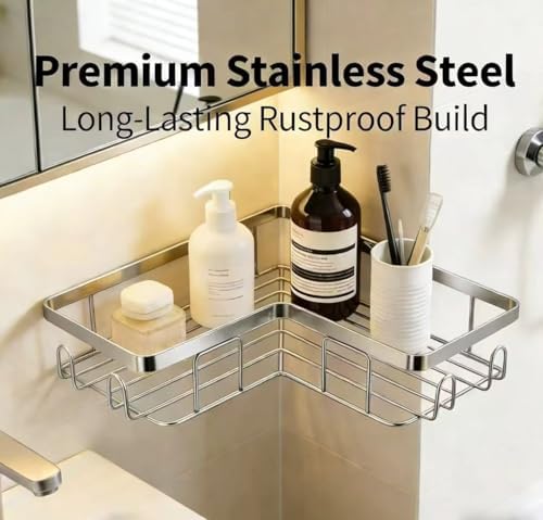 Shower Caddy 2 Pack, Stainless Steel No Drilling Adhesive Bathroom Organizer - Image 2