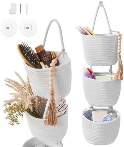 LIGHT DUST Wall Hanging Rope Baskets 3-Tier Boho Organizers by LIGHTDUST