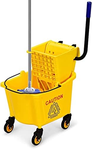 Nightcore Commercial Mop Bucket, All-in-one Tandem Floor Cleaning Wavebrake by Unknown