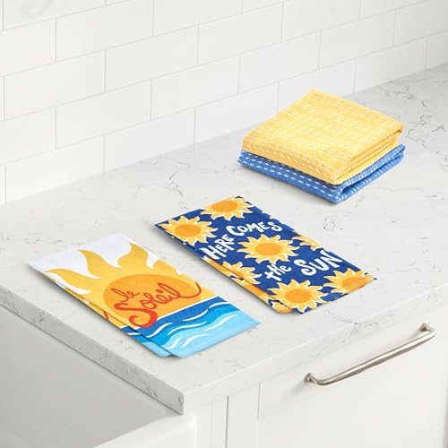 Ritz 4-Piece Kitchen Towel Set, Here Comes the Sun & Le Soleil Sunset Prints - Image 5