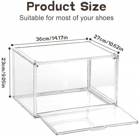 MMBABY 12 Pack Acrylic Clear Shoe Boxes Side Open Clear Plastic Stackable - Image 3