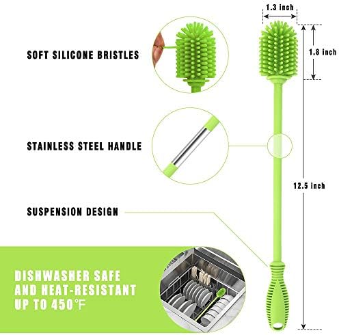 Silicone Bottle Brush with Long Handle, 12.5" Water Bottle Cleaner - Image 4