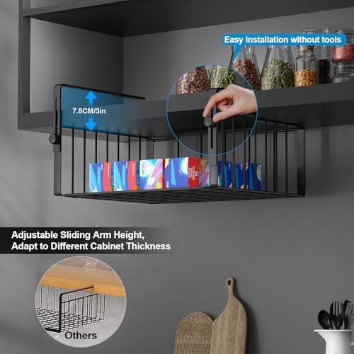 AmonHouseware 2Pack Under Shelf Basket Storage, Adjustable Hanging - Image 2