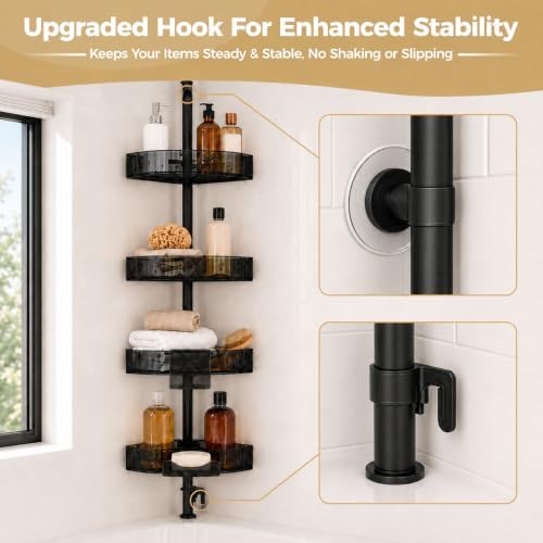 Corner Shower Caddy, Adjustable 4-Tier Rustproof Bathroom Organizer Shelves - Image 2
