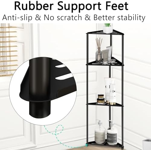 Standing Corner Shower Caddy, 4 Tier Stainless Steel Organizer Stand, Rustproof - Image 5