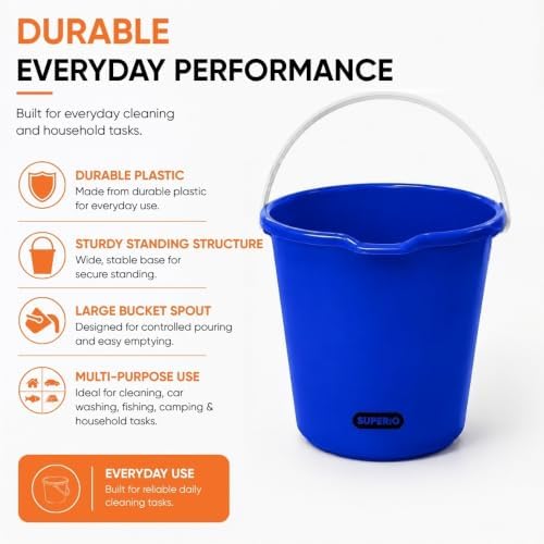 Superio 2.75 Gallon Bucket, Plastic Cleaning Pail - Image 6