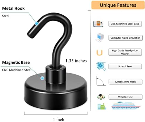 Neosmuk Magnetic Hooks for Cruise Cabins, 85lb+ Heavy Duty, 6 Pack - Image 2