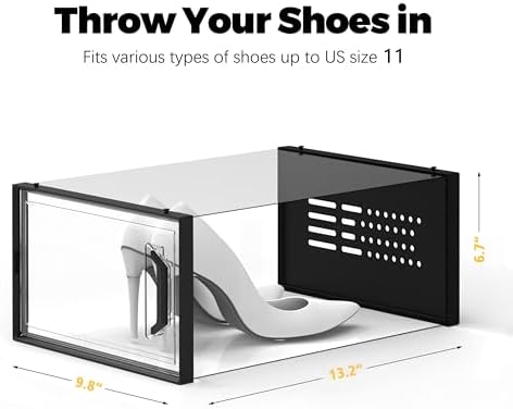 SEE SPRING X-Large Shoe Storage Box Fit Size 11, Space Saving Sneaker Shoe Rack - Image 5