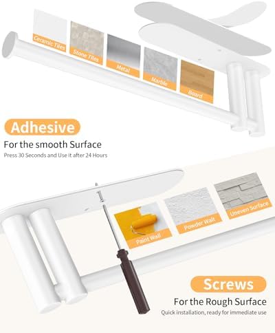 STWWO Paper Towel Holder Under Cabinet, Self-Adhesive Paper Towel Rack - Image 5