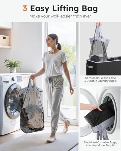 SOLEDI Large Laundry hamper 3 Section - Image 3