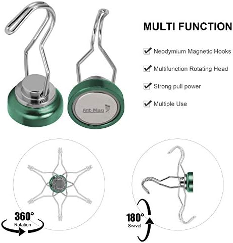 Ant Mag Swivel Magnetic Hooks 80lbs Green 4 Pack - Image 2