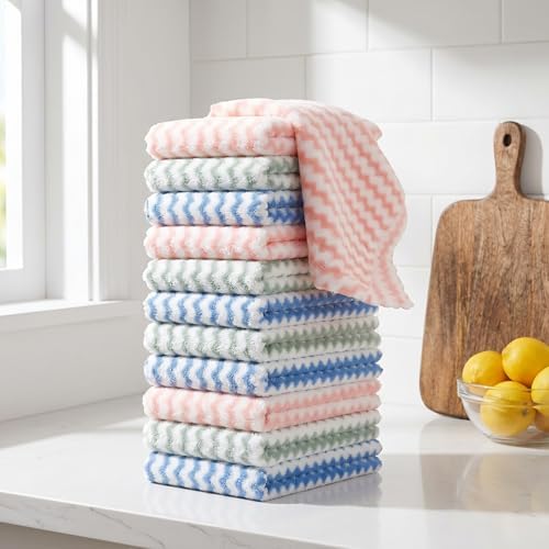 21 Pack Kitchen Towels and Dishcloths Set, Highly Absorbent Coral Fleece - Image 6