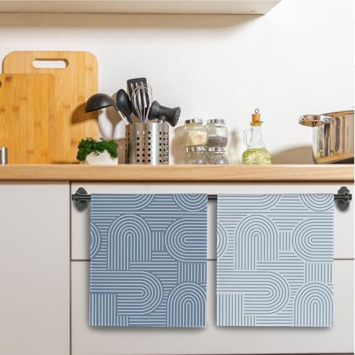 Abstract Boho Blue Kitchen Towels, Minimalist Contemporary Dish Tea Towels - Image 3