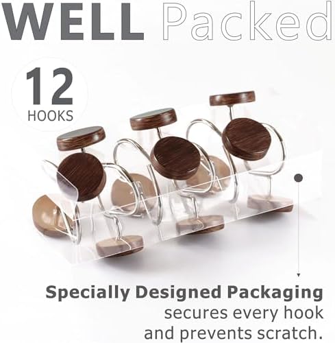 Farmhouse Boho Shower Curtain Hooks-Wood Texture Resin Button Rings - Image 5