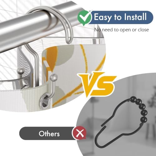 Bathway Matte Nickel Shower Curtain Hooks Ring, Rust Proof Metal Shower Hooks - Image 4