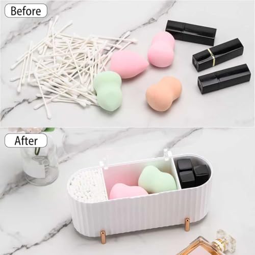Tecbeauty Qtips Holder, 3 Grids Separate Cotton Swabs Ball Dispenser, Storage - Image 5