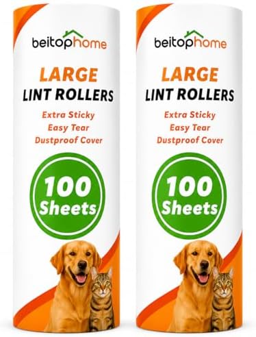 Large Lint Roller Refills, 9.44-Inch Wide, 200 Sheets by Beitophomepet%60sfamily