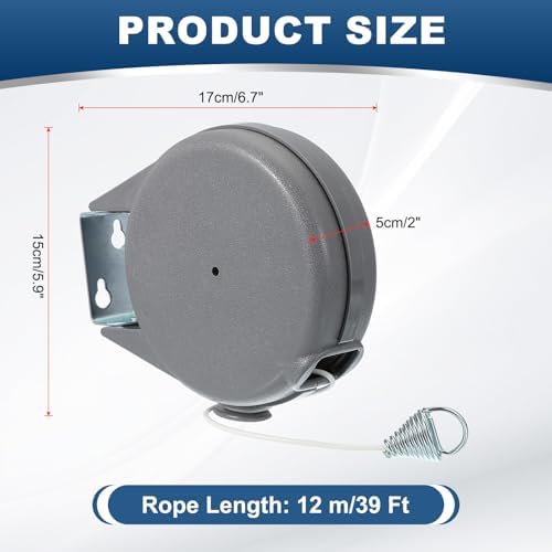 uxcell 39ft Retractable Clothesline Outdoor Indoor, Heavy Duty PVC Clothes Line - Image 2