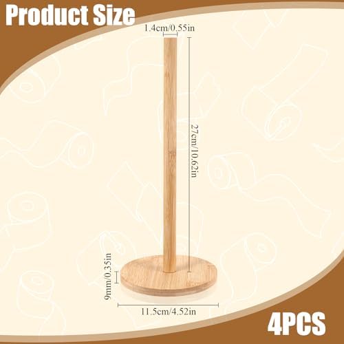 SHENLIU 4Pcs Wood Paper Towel Holder Stand, Kitchen Paper Hanger Rack - Image 2