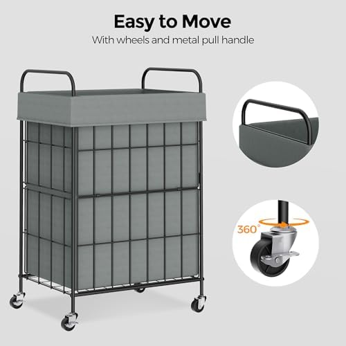 90L Laundry Hamper with Wheels, Laundry Basket with Handle and Liner Bag - Image 5