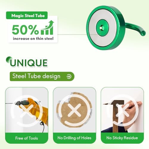Neosmuk Magnetic Hooks Large Opening, 80lb+ Cruise Hooks, 6 Pack - Image 3
