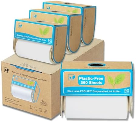 Blue Lake ECOLIFE Plastic-Free Lint Roller – 4-Pack | Extra Sticky & Eco-Lint by BlueLakeECOLIFE